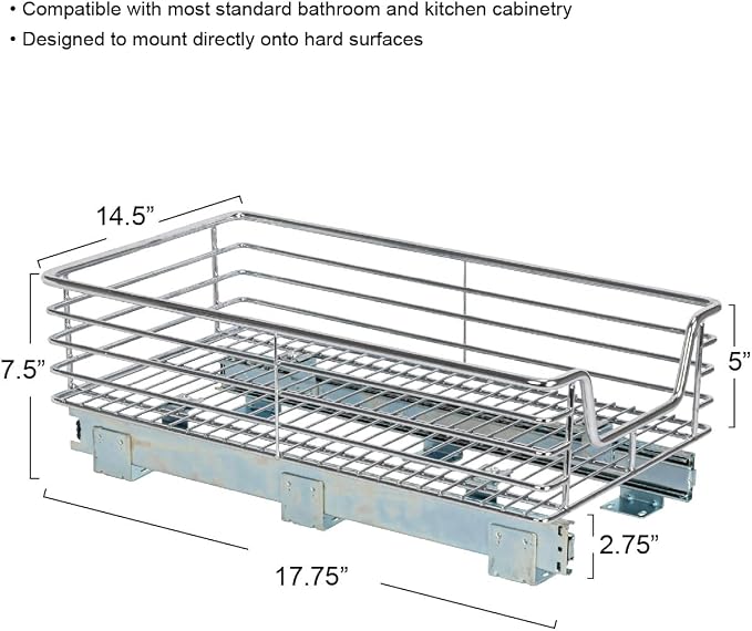 Household Essentials Chrome-Plated Steel Pull-Out Organizer with Artisanal Basket Detailing - Image 4