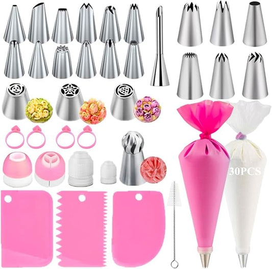 Cake Decorating Kit,Piping Bags and Tips Set,Cake Decorating Supplies,Frosting Piping Kit,Cake Baking Supplies for Beginners (66PCS) by AKHMLEF