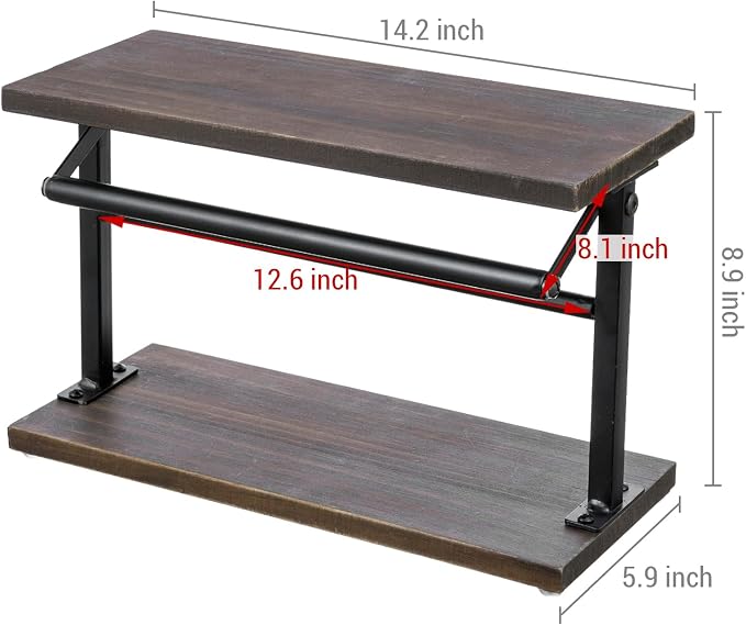 MyGift Kitchen Countertop Paper Towel Holder and Condiment Display Shelf Rack, Rustic Burnt Wood and Metal Towel Dispenser with Top Shelf for Bathroom or Kitchen - Image 5