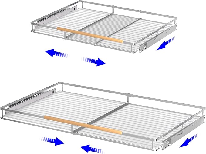 Pull Out Drawer Cabinet Organizer, Expandable Slide Out Storage Shelves - Heavy Duty, Durable and Smooth Slide-Out, 12.3" x 18.3" Wide x 17.3" Deep, 2 Pack by KIKIBRO
