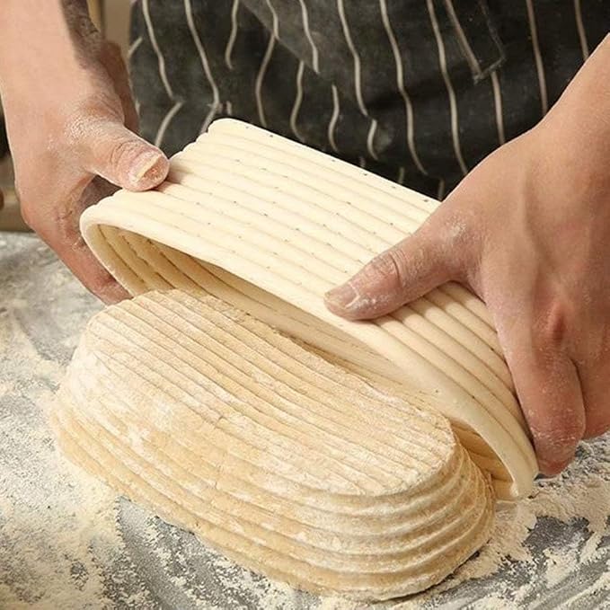 Banneton Bread Proofing Basket 2 Pack 10 In Oval Sourdough Proofing Basket | Sourdough Bread Baking Supplies for Making Baking Fermentation Food Storage Tools - Image 3