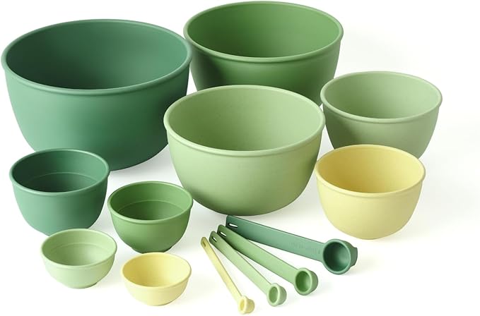 Bamboozle Astrik Baking Bundle | 5 Piece Mixing Bowl Set | Measuring Cups and Spoons | Cooking and Meal Prep | Dishwasher Safe | Microwave Safe | Fresh Guacamole by Bamboozle