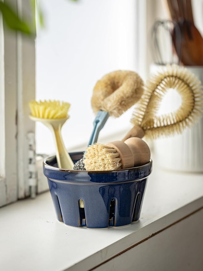 Gomakren Ceramic Berry Basket Set of 2, Fruit Bowl with Holes, Cobalt Blue | Drain Holes Keep Berries Fresh, Stackable Space-Saving, Dishwasher Safe, Versatile Fruit Serving & Farmhouse Kitchen Decor - Image 9