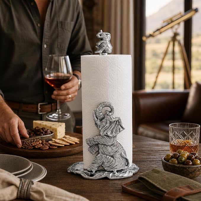 Arthur Court Elephant Paper Towel Holder - Decorative Aluminum Countertop Dispenser - 14.5 Inch Tall Kitchen Accessory - Image 3