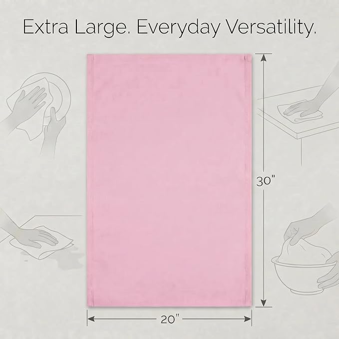 Urban Villa Kitchen Towels Cotton Dish Towels 20”x30” (Set of 6) Pink - Image 3