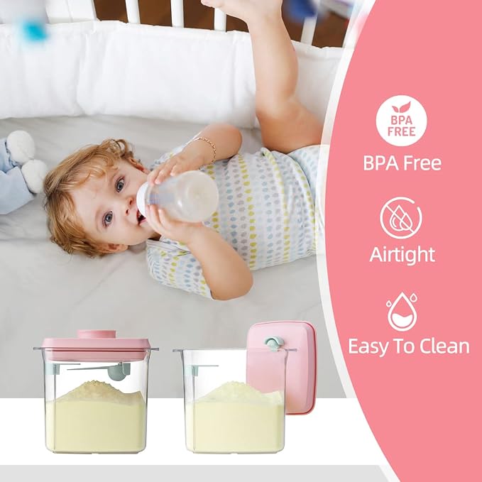 Formula Container - 1700ml Airtight Formula Dispenser One Button Handy Milk Powder Container BPA-Free Storage Containers with Scoop and Scraper Transparent 730g - Image 3