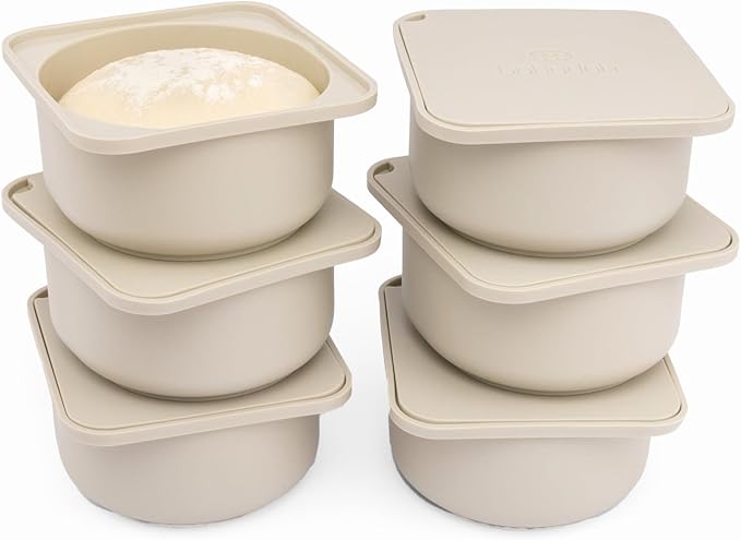 Babadoh Pizza Dough Proofing Silicone Containers with Lids | Pizza Making Accessories | Set of 6 | Dough Color | Original Size (make 12" Pizzas) by Babadoh