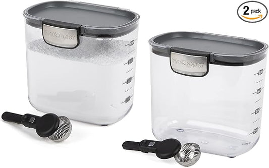 Progressive International ProKeeper+ Clear Plastic Airtight Food Baker's Kitchen Storage Organization Container Canister Set with Magnetic Accessories, 2- Piece Set (Powdered Sugar 1.4-Quart) by ProgressiveInternational