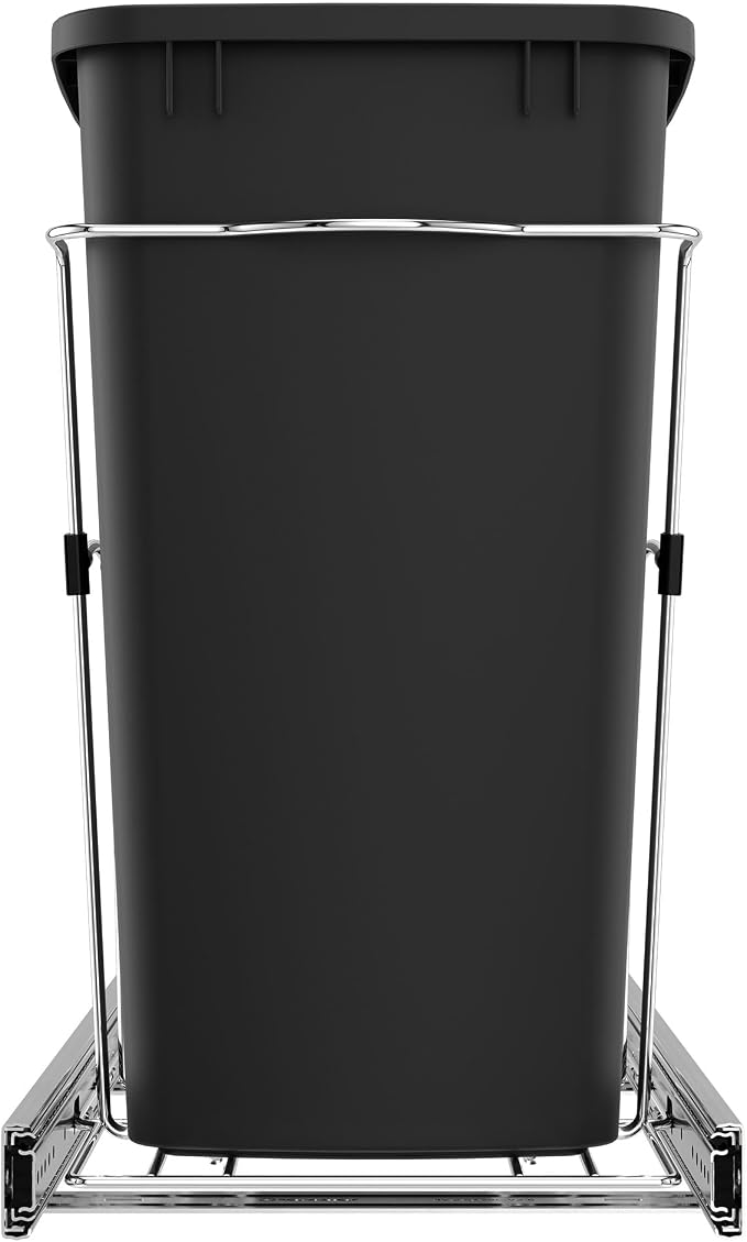 Rev-A-Shelf Pullout Trash Can for Kitchen Cabinets, Black Waste Bin, 35 Qt | Large Capacity Garbage/ Recycling Waste Container, Heavy Gauge Metal Wire Construction w/Full Extension Slides, RV-12KD-18C S - Image 7