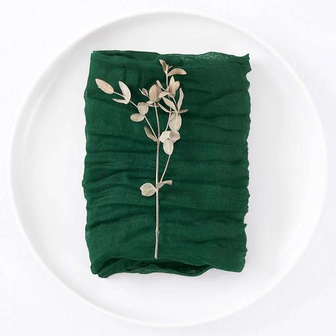 DeZerlor Emerald Green Christmas Cheese Cloth Napkins Set of 12 for Party | Reusable Cloth Napkins Bulk, for Wedding Bridal Baby Shower Dinner Cocktail Birthday Home, 21x21 Inches - Image 5