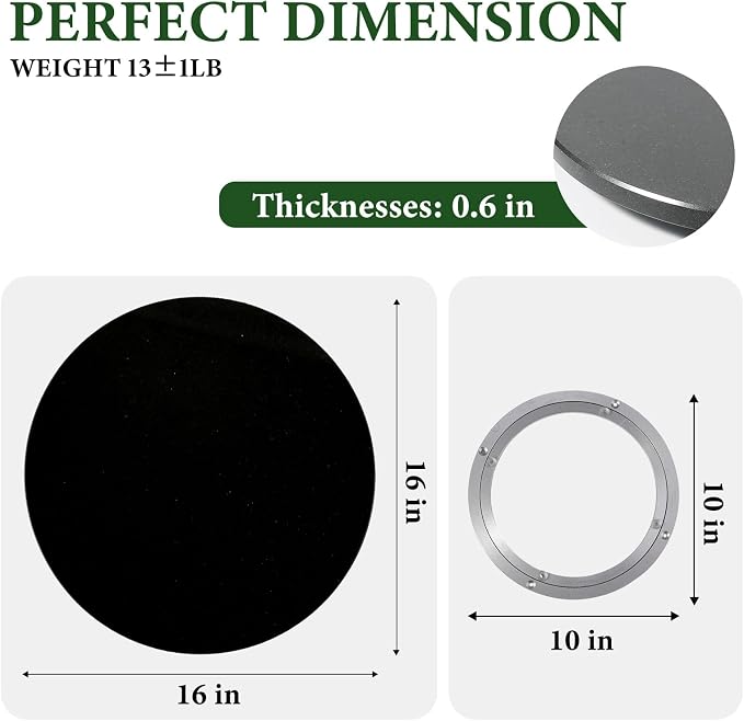 Black Marble Lazy Susan for Kitchen Counter, 16'' Marble Turntable for Dinning, Lazy Susan Organizer for Cabinet, Serving Rotation Spinning Tabletop Organizer Swiveling, Spice Rack Storage - Image 2