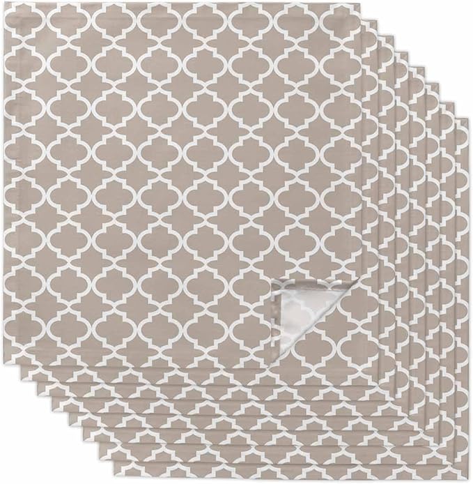 Cloth Napkins Set of 8-20x20 Inches, Beige Moroccon Washable Reusable Table Napkins, Farmhouse Minimalist Abstract Geometric Soft & Absortbent Dining Napkin for Party Wedding Hotel Restaurant by Unknown
