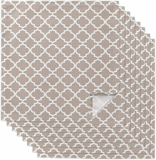 Cloth Napkins Set of 8-20x20 Inches, Beige Moroccon Washable Reusable Table Napkins, Farmhouse Minimalist Abstract Geometric Soft & Absortbent Dining Napkin for Party Wedding Hotel Restaurant by Unknown