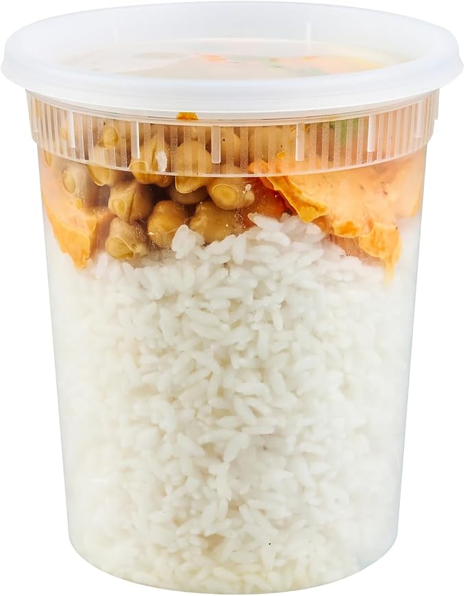 Asporto 32 Ounce To Go Boxes, 25 Microwavable Round Soup Containers - Clear Plastic Lids Included, Do Not Contain BPA, Clear Plastic Catering Food Containers, Disposable - Restaurantware - Image 8