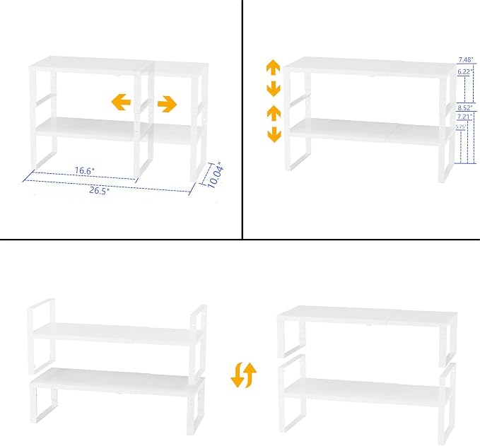 Jojocross Expandable,Stackable Spice Rack,Seasoning Organizer and Storage,Spices Jar Racks for Cabinet,Countertop, Metal Pantry, Cupboard,Laundry Storages,Heavy Duty(1 PACK/LARGE/WHITE) - Image 5