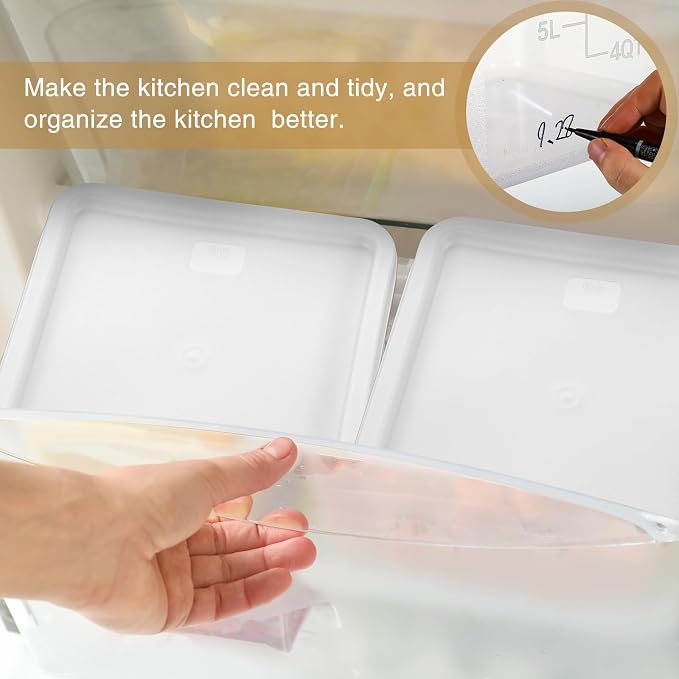 FoldTier 2 Pieces Square Food Storage Containers Polycarbonate Clear food Container with Lid Commercial Storage with Graduations for Commercial Kitchen Dough Marinating Meat(White,12 Qt) - Image 5