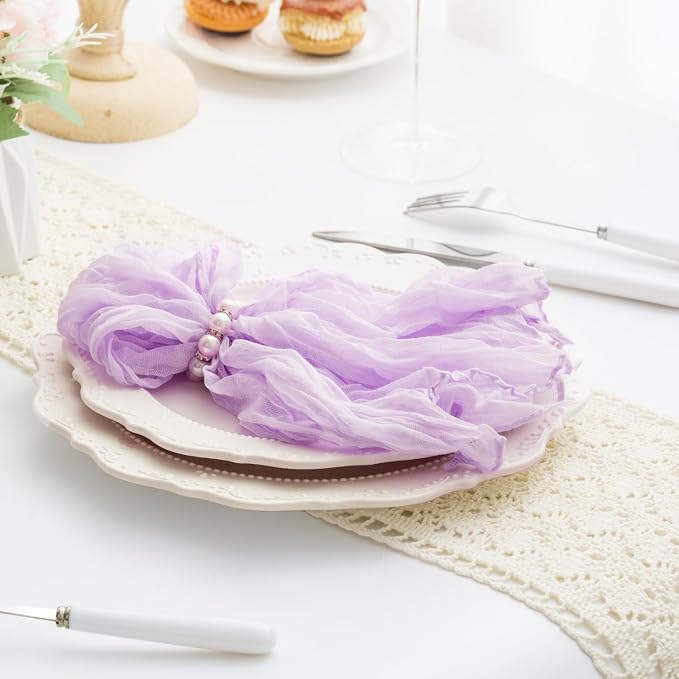 100 Pack Lilac Cloth Napkins 21x21 Inches Lilac Cheesecloth Napkins Set of 100 Washable Dinner Table Napkins for Wedding Bridal Baby Shower Rustic Boho Cotton Gauze Family Gathering Table Decor - Image 5
