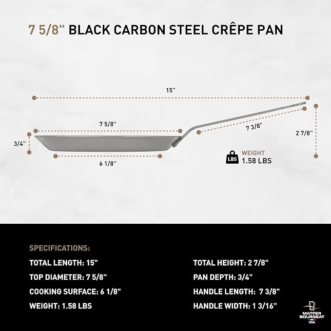 Matfer Bourgeat Black Carbon Steel Crêpe Pan, 7 5/8" - Image 2