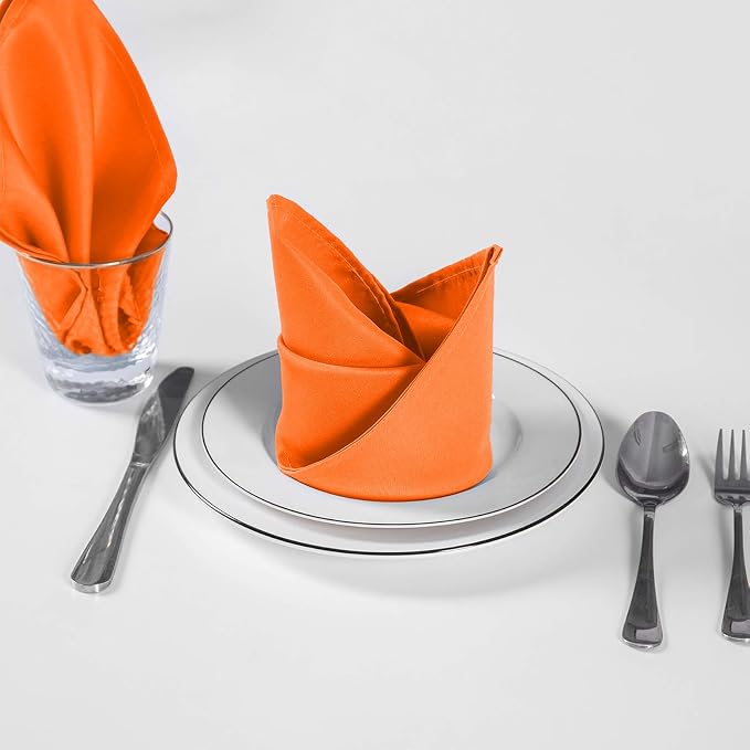 Cloth Napkins 20x20 inch Washable Polyester Dinner Napkins Soft Table Napkins for Wedding Party Dining Banquet(Orange,25PCS) - Image 4