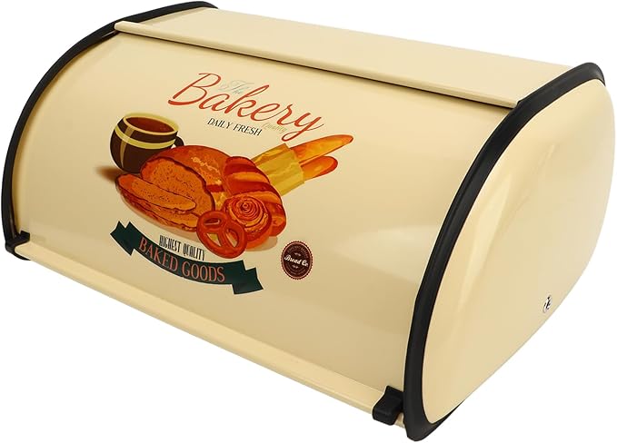 Topyond Vintage Bread Box, Metal for Kitchen Countertop | Rustic Bread Holder with Roll Top Lid, Farmhouse Bread Storage Bin, Stainless Steel Breadbox for Homemade Bread - Image 8
