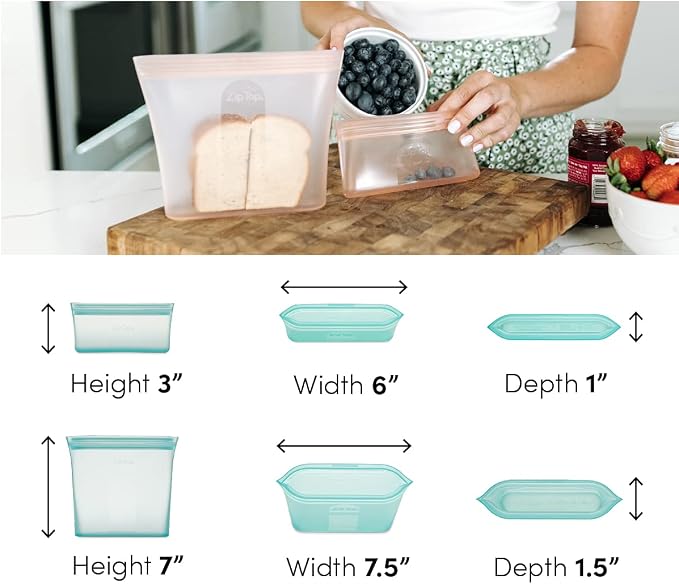 Zip Top Reusable Food Storage Bags | 2 Bag Set [Lavender] | Silicone Meal Prep Container | Microwave, Dishwasher and Freezer Safe | Made in the USA - Image 4