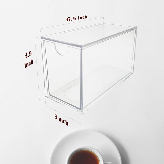 AZEZO 16-Pack Tea Bag Drawers Organizer - 16 Clear Plastic Drawer Tea Bag Holder; Stackable & Portable; Wider Size; Well-Organized Storage for Tea Bags & Kitchen Essentials；High Volume - Image 2