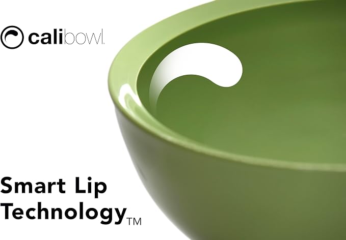 5-Piece Non-Spill Plastic Mixing Bowl Set, Sage Green | Reusable Nesting Kitchen Bowls with Concave Inner Lip and Non-Slip Base - Image 3