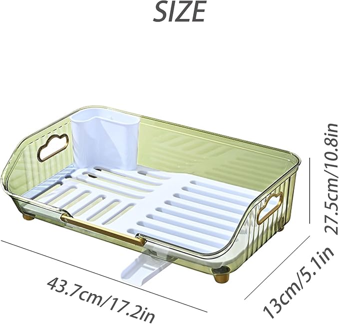 Dxcaicc Dish Drying Rack for Kitchen Counter, Drying Rack with Utensil Holder,Holder for Kitchen Dish Drainers for Kitchen Counter Storage, 17X5x10 Inch,Green - Image 7