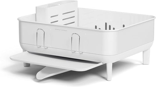 simplehuman Steel Frame Dishrack, Compact Dish Drying Rack for Small Kitchens, 360º Easy Drain Swivel Spout, Anti-Residue Coating, Moisture Control Surface, White by Unknown