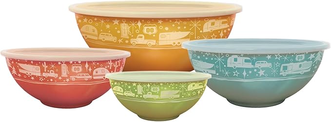 Melamine Bowls with Lids - 4 BPA Free Nesting Bowls with (New and Imporved) Lids Set for Indoor & Outdoor Dining - Sturdy, Lightweight, & Top Shelf Dishwasher Suitable Camping Bowl Set by CampCasual