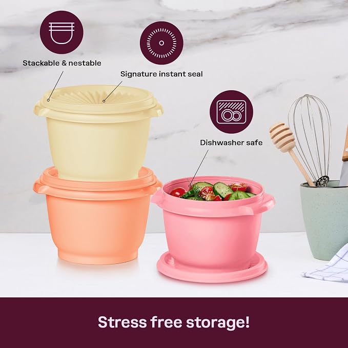 Tupperware Heritage Collection, New 12 Piece Food Storage Container Set in Vintage Warm Colors, Dishwasher Safe and BPA Free (6 containers, 6 lids) - Image 4