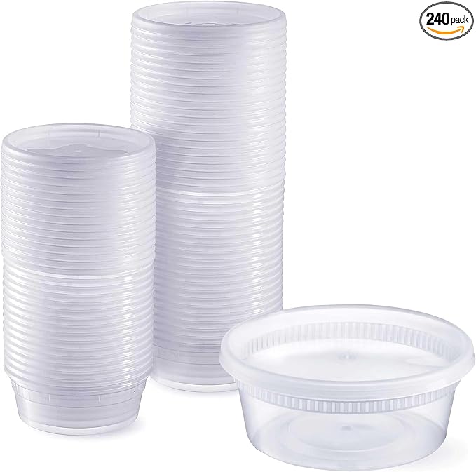 [240 sets 24oz Deli Containers with Lids, Recyclable Polypropylene, Microwavable, Heat Resistant (24, Ounces) by BASIDI