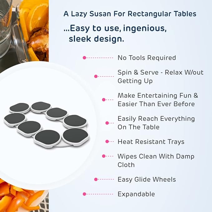 The Lazy Susan Revolution - Full Set - Dark Gray - The First Patented Lazy Susan Turntable Expandable for Rectangular & Oblong Tables - Kitchen & Dining Tables - Great Gift! Parties & Gatherings. - Image 4