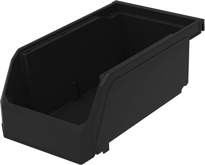 Small Stackable Plastic Storage Bins, 12-Pack, Black | Open-Front Stackable Bins For Garage, Pantry, Closet & Office, 7"L X 4"W X 3"H, Nests When Empty, Durable Plastic, - Image 6