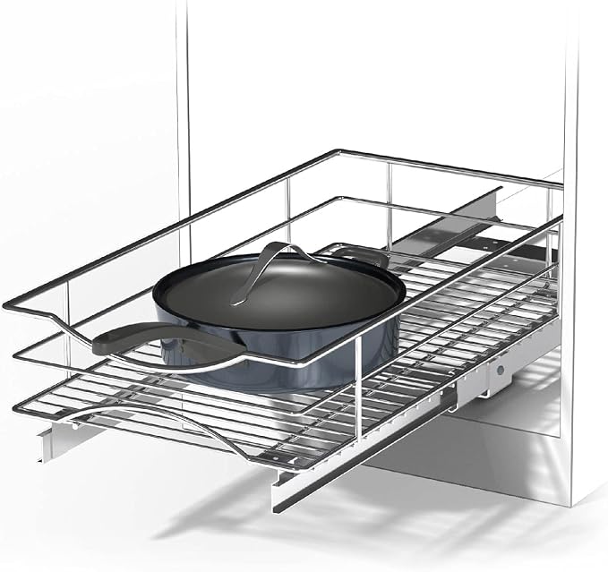 Home Zone Living Pull Out Kitchen Cabinet Organizer | 21" x 14" x 5.55" with Effortless Slide-Out Access and Heavy-Duty Stability by HomeZoneLiving