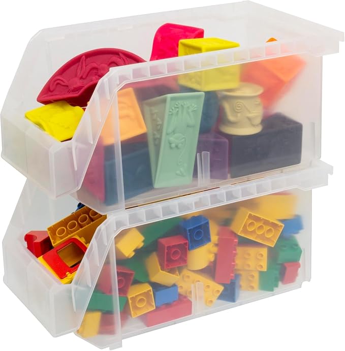 Akro-Mils ReadySpace Large Stackable Plastic Storage Bins, 6-Pack, Clear | Open-Front Stackable Bins For Garage, Pantry, Closet & Office, 14,8"L X 8"W X 7"H, Nests When Empty, Durable Plastic, - Image 5