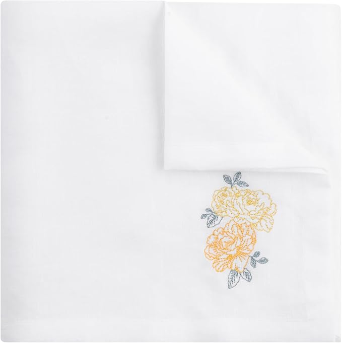White Linen Napkins Set of 4-100% Pure Linen Embroidered Dinner Napkins, Washable Reusable, 19 x 19 Inch for Spring Summer Mother's Day - Botanical Embroidery (Rose Garden Collection) - Image 7