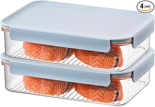 LocknLock Tritan Plastic Bisfree Modular Plus Food Storage Container Set, 4 set (2 containers & 2 Lids)- Mint by LocknLock