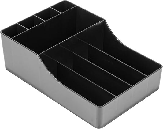 Restaurantware Restpresso Coffee Bar Organizer, 1 Count Durable 9 Compartments, Compact Size, Black Plastic Tabletop Coffee Supplies Organizer For Homes, Office Spaces, Breakrooms, and Lounges by Restaurantware