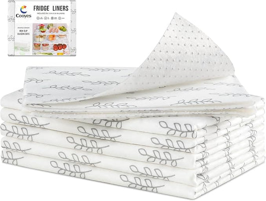 Cooyes Refrigerator Drawer Liners, Premium Absorbent Fridge bin Liners Non-Slip Washable, 12" x 24" Refrigerator Shelf Liners and Mats for Glass Shelves, Kitchen Cabinets, Non-Adhesive by Cooyes