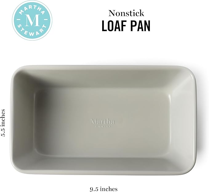 Martha Stewart Gallen 9 Inch Nonstick Carbon Steel Loaf Pan – Cool Grey, Durable Bakeware for Even Baking and Easy Release - Image 2