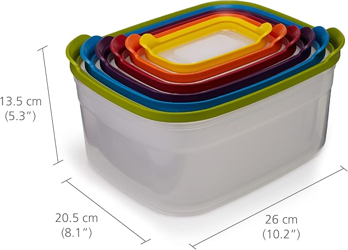 Joseph Joseph Nest Lock Plastic BPA Free Food Storage Container Set with Lockable Airtight Leakproof Lids, 12-Piece, Multi-Color - Image 6