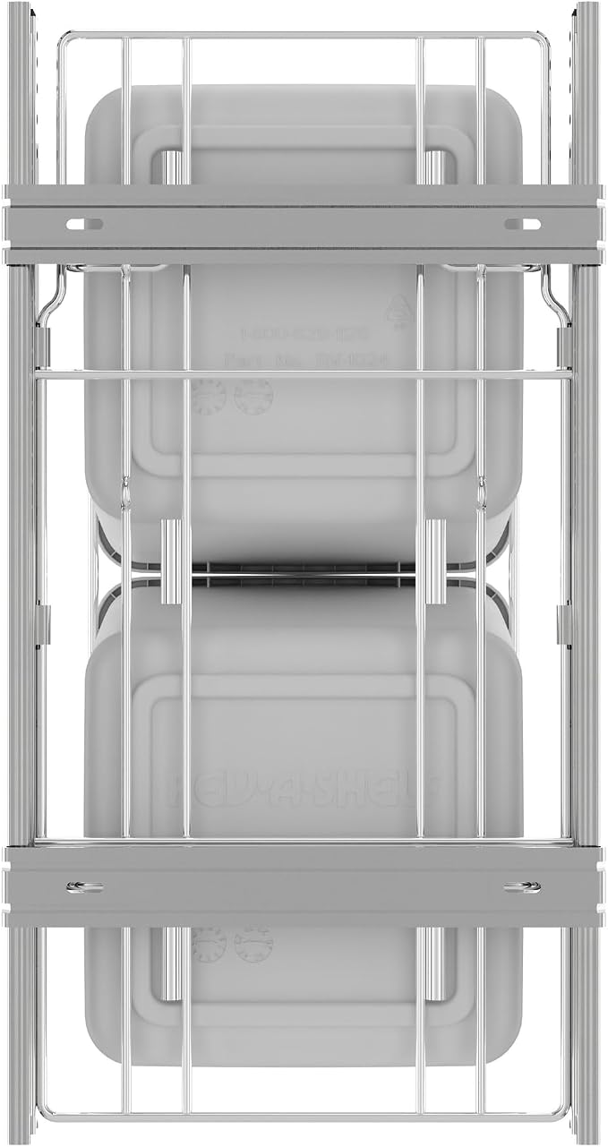 Rev-A-Shelf Double 27 Qt Pullout Trash Can for Base Kitchen Cabinets, Garbage Waste Bin System with Full Extension Slides, Min Opening Width of 11.5", White, RV-15KD-11C S - Image 7
