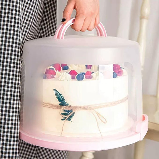 Cake Carrier Round Cake Stand Plus Height Cake Container with Cupcakes Pad, Handle, Lid Reusable Package Box for Transporting Desserts,Pie,Toast,Fruit by HomDSim