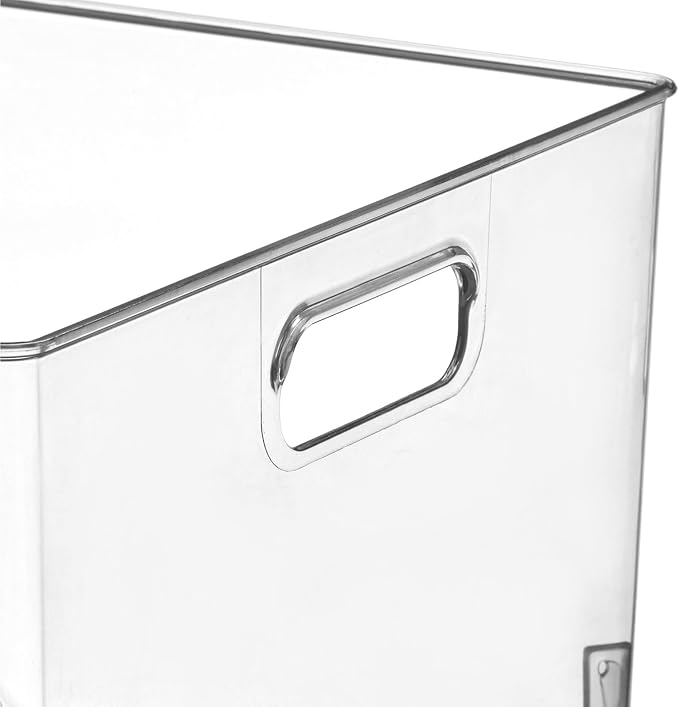 mDesign Large Modern Stackable Plastic Storage Organizer Bin Basket with Handles for Bathroom Vanity Organization - Shelf, Cubby, Cabinet, or Closet Organizing Decor - Ligne Collection, 8 Pack - Clear - Image 4