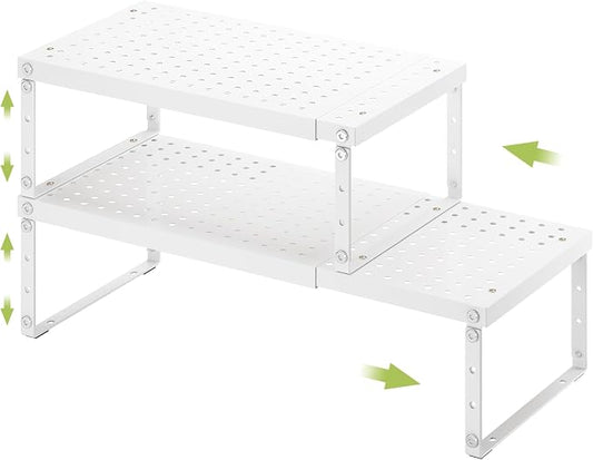 RUILALIFE Expandable Cabinet Organizer Shelf With Adjustable Height, Stackable Kitchen Countertop Organizer Rack, Adjustable Shelf Riser For Kitchen Counter, Pantry, Cupboard, Desk, Tabletop by RUILALIFE