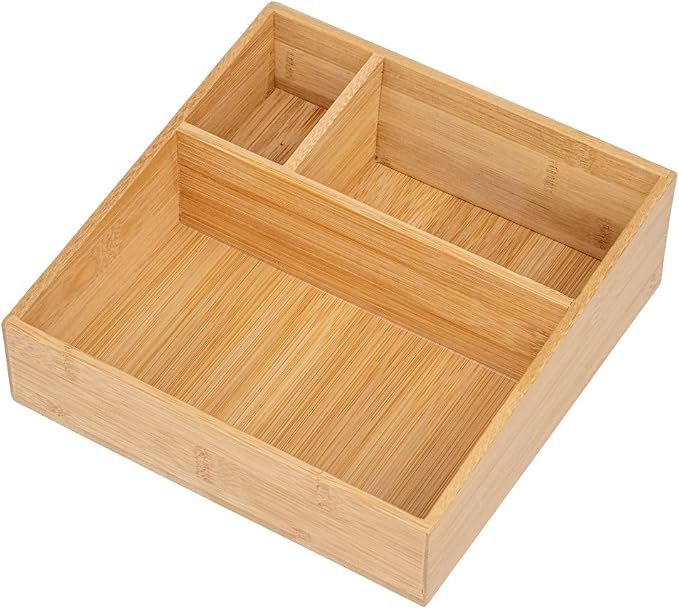 Restaurantware-8.3 x 8.3 x 2 Inch Coffee Condiment Organizer, 1 Square Creamer Organizer - 3 Compartments, Break-Resistant, Bamboo Coffee Accessory Caddy, Won't Chip, For Sugar Packets And Creamers - Image 14