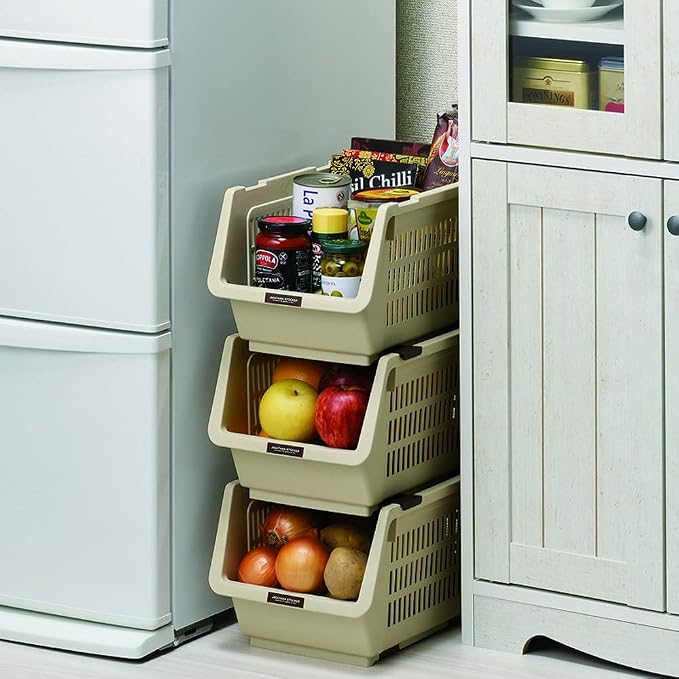 JapanBargain 3027, Japanese Stackable Storage Bin Kitchen Pantry Organizers Food Basket for Fruit Potato Condiments and Spices, Made in Japan - Image 8