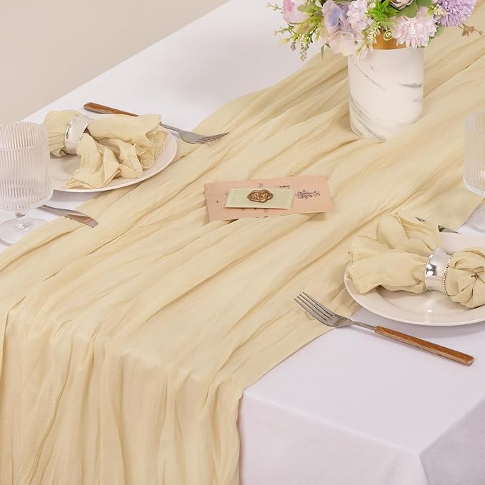 Cloth Napkins Set of 10 21"x21" Reusable Cheesecloth Napkins Bulk Champagne | Boho Rustic Dinner Napkins Washable Gauze Table Napkins Cloth Hemmed Edges for Wedding Bridal Shower Family Gathering Decor - Image 4