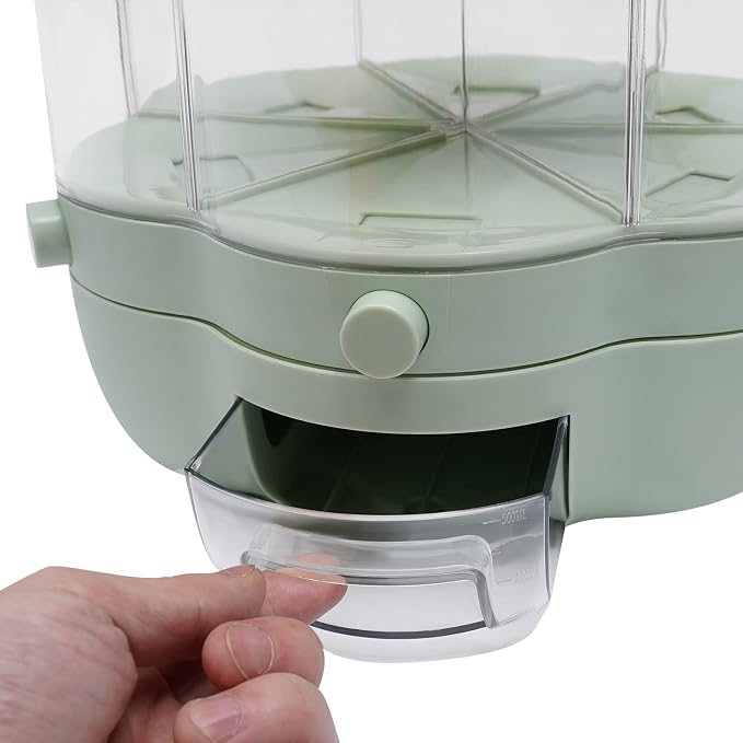 360° Rotating Grain Dispenser With 6 Grids, 13.2lbs Large Capacity Grain Dispenser Rotating Kitchen Storage Containers With Sealed Lid For Peanut Barley Millet And Cereal (Matcha green, 17.6 lbs) - Image 7